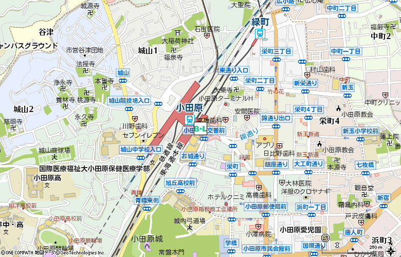 エースコンタクト小田原ラスカ店付近の地図